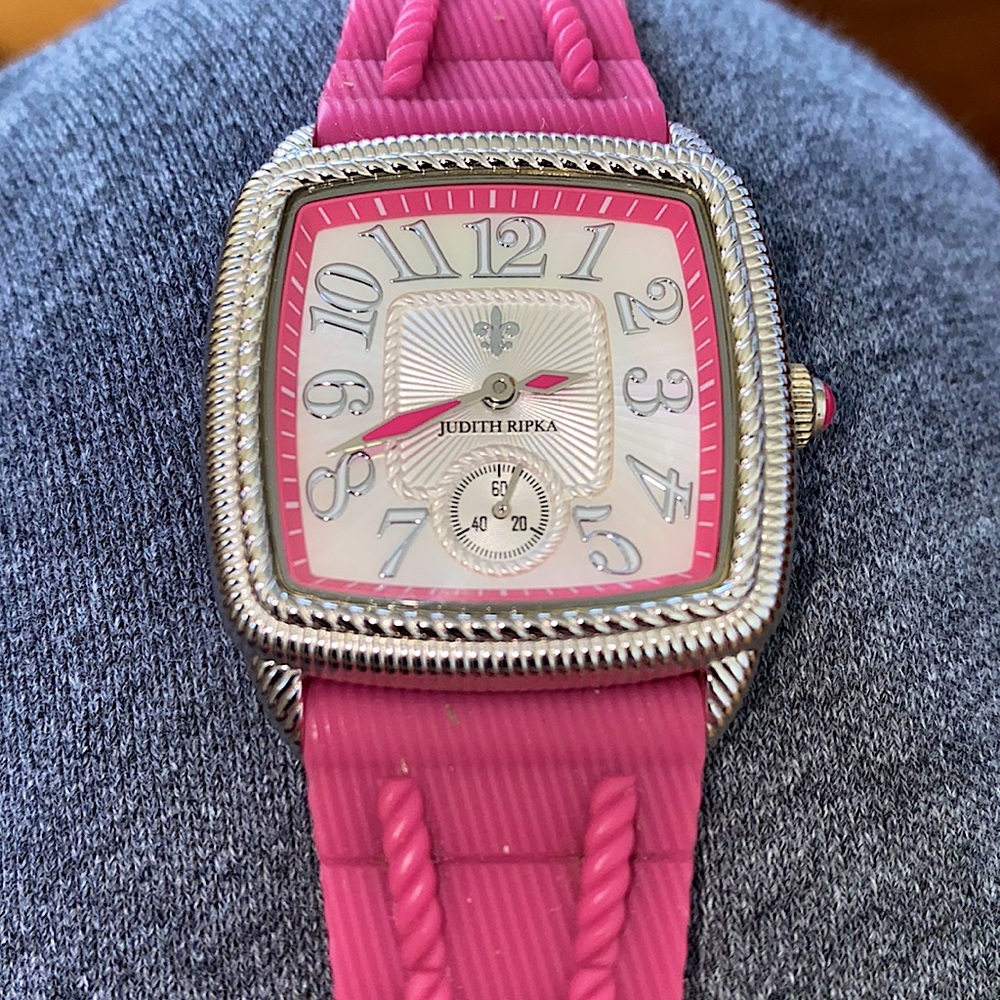 Judith Ripka Silicone Band Dual Time Watch